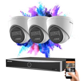   Hikvision 3-dome security IP camera system 8MP with colour night vision