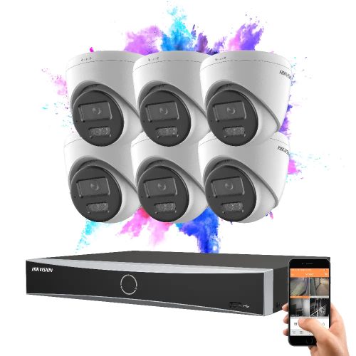 Hikvision 6 dome security camera IP system 8MP with colour night vision