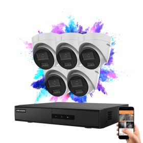   Hikvision 5 dome security camera IP system with 4MP colour night vision