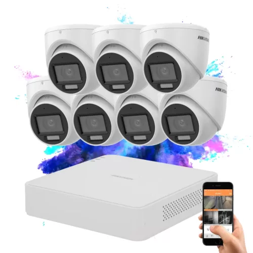 Hikvision TurboHD-TVI 7-camera dome surveillance system 2MP with colour night vision