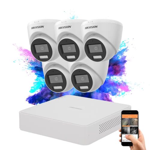 Hikvision TurboHD-TVI 5-camera dome security system 5MP with colour night vision