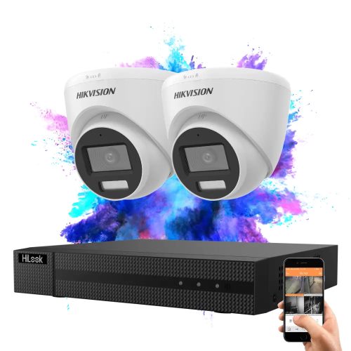 Hikvision HiLook TurboHD-TVI 2‑camera dome CCTV system 5MP with colour night vision