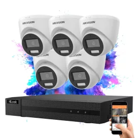   Hikvision HiLook TurboHD-TVI 5 camera dome CCTV system 5MP with colour night vision