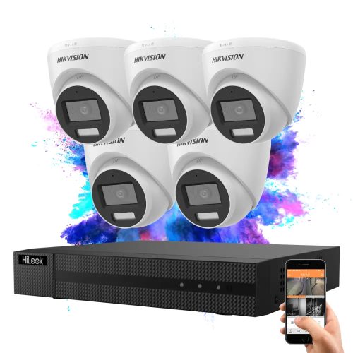 Hikvision HiLook TurboHD-TVI 5 camera dome CCTV system 5MP with colour night vision