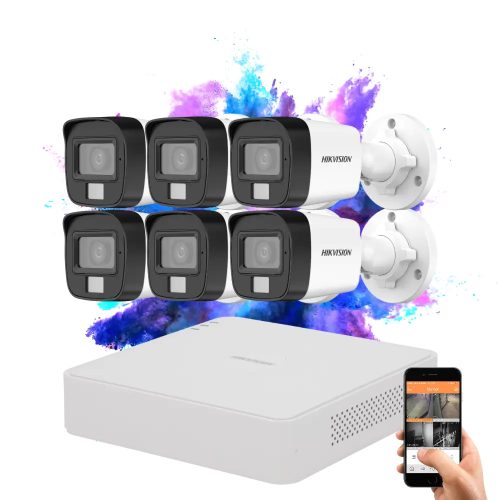 Hikvision TurboHD-TVI 6-camera security system with 5MP color night vision