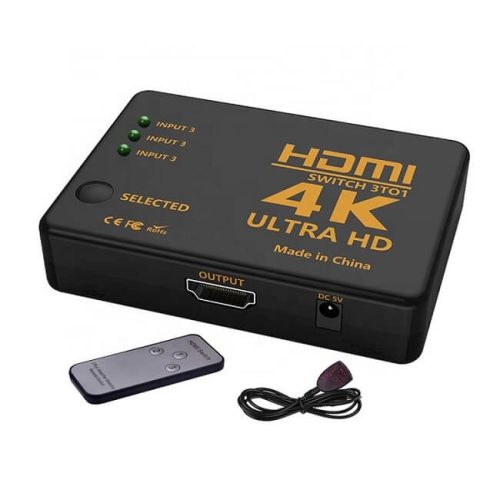 RM309 4K HDMI switch with 3 inputs and remote control