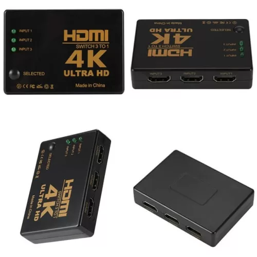 RM309 4K HDMI switch with 3 inputs and remote control
