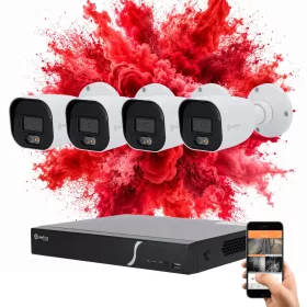   Safire 4 biztonsági kamerás IP kamera rendszer 8MP színes éjszakai képpel