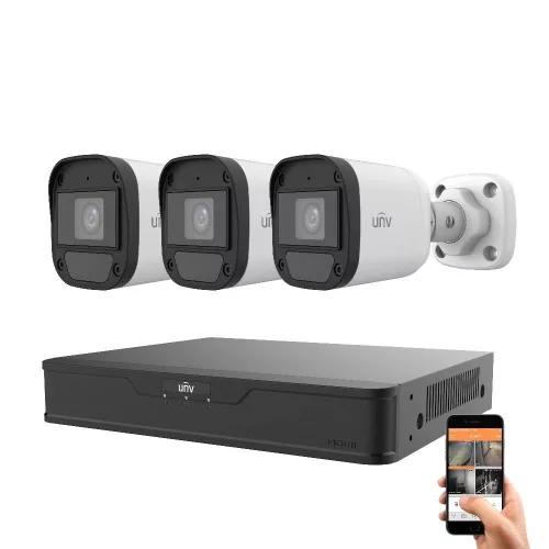 Uniview 3 security camera system with 3 cameras 5MP