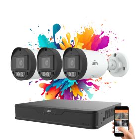   Uniview 3-camera IP surveillance system with 4MP resolution and color night vision