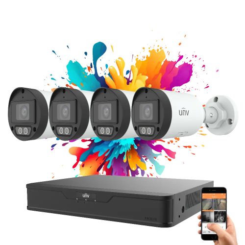 Uniview 4-camera IP camera system with 4MP resolution and colour night vision