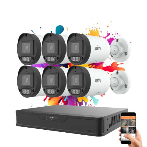 Uniview 6-camera IP surveillance system with 4MP colour night vision