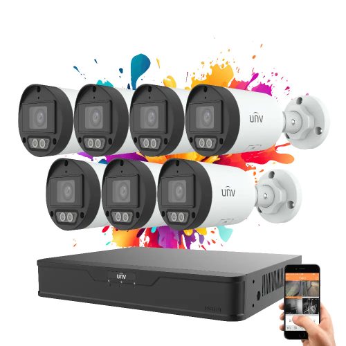 Uniview 7-camera IP CCTV system with 4MP colour night vision