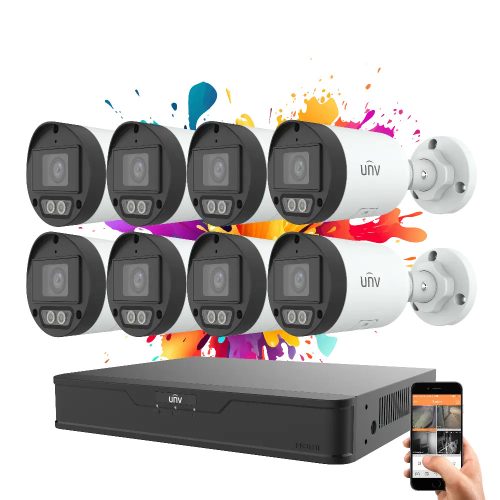 Uniview 8-channel IP camera system with 4MP cameras and color night vision