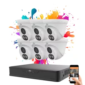   Uniview 6 dome camera IP surveillance system with 4MP colour night vision