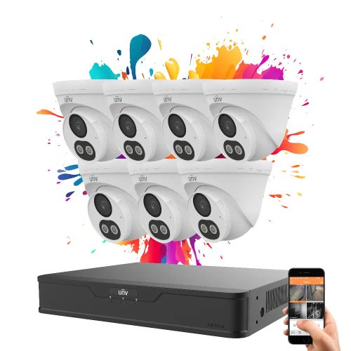 Uniview 7 dome camera IP surveillance system with 4MP resolution and color night vision