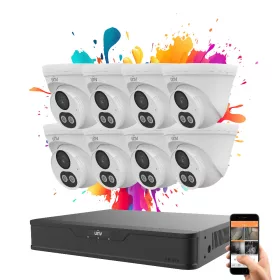  Uniview 8 dome camera IP surveillance system with 4MP color night vision